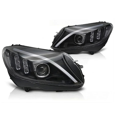Mercedes C W205 2014-2018 Fari Anteriori LED Neri Lightube - autorivallo