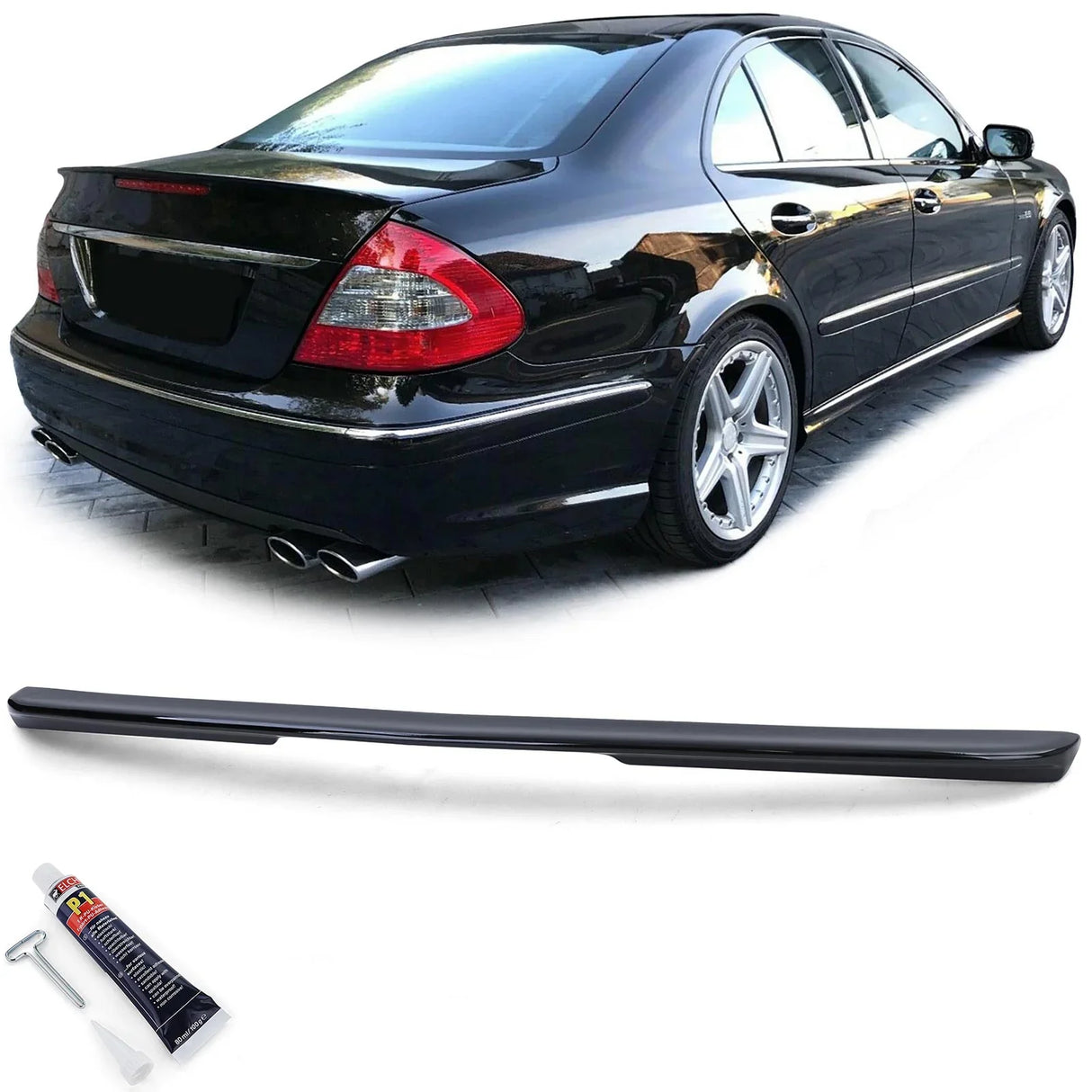 Mercedes Classe E W211 2002-2008 Spoiler Cofano Nero Lucido - autorivallo