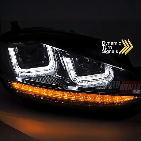 VW Golf 7 12-17 Fari Anteriori R-Line Frecce Dinamiche LED - autorivallo