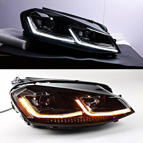 VW Golf 7 2012-2017 Fari Anteriori LED Look R-Line Freccia SEQ - autorivallo