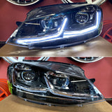 VW Golf 7 2012-2017 Fari Anteriori LED Look R-Line Freccia SEQ - autorivallo