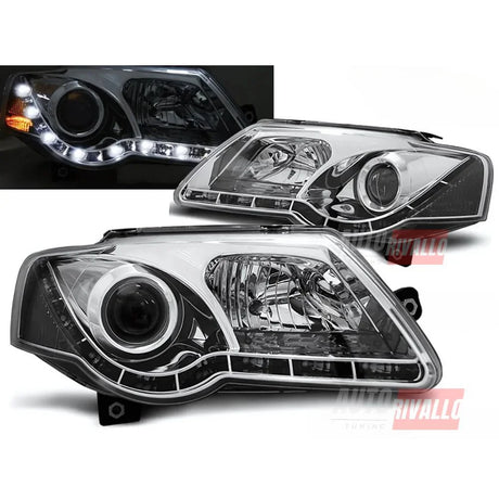 VW Passat 3C B6 2005-2010 Fari Anteriori a LED Cromati - autorivallo