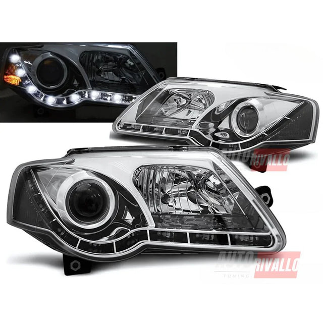 VW Passat 3C B6 2005-2010 Fari Anteriori a LED Cromati - autorivallo