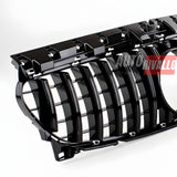 Dettaglio della griglia premium aggressiva nero lucido per Mercedes CLA C117 (2016-2018).