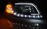 Audi A4 B7 2004-2008 Fari Anteriori LED Light Tube Nero - autorivallo