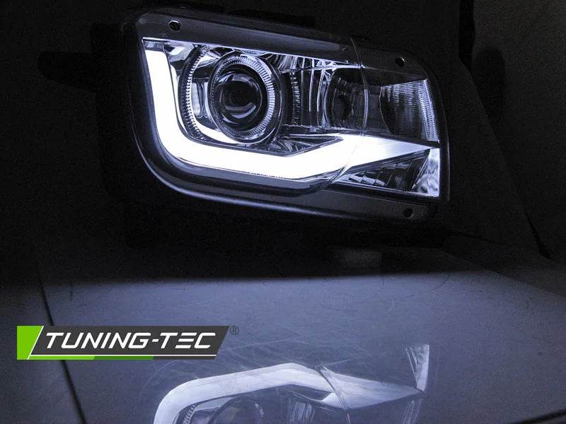 Chevrolet Camaro 2009-2013 Fari Anteriori LED Light Tube Cromati - autorivallo