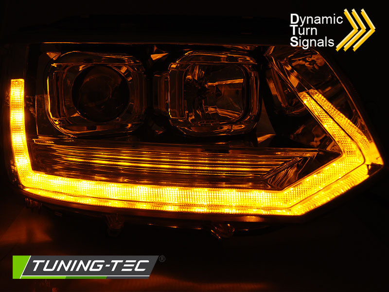 VW T5 2010-2015 Fari Anteriori LED Light Tube T6 Look Cromati - autorivallo
