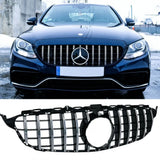 Griglia anteriore GT Look per Mercedes C W205 2014-2018 AMG Line installata.