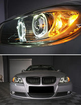 BMW Serie 3 E90 E91 2005-2008 Fari Anteriori Angel Eyes LED - autorivallo