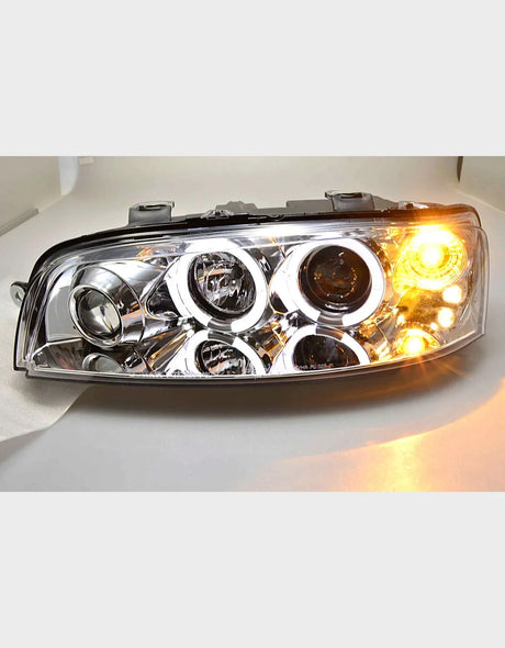 Fiat Punto 2 1999-2003 Fari Anteriori Angel Eyes LED Cromati - autorivallo
