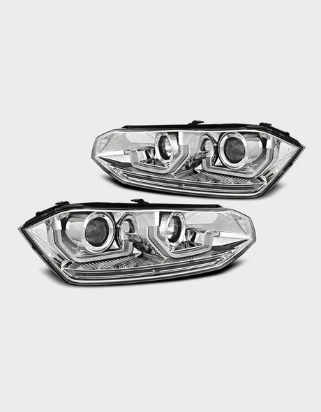 VW Polo AW 2017-2021 Fari Anteriori Luci Diurne LED Cromati - autorivallo
