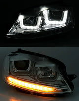 VW Golf 7 VII 2012-2017 Fari Anteriori Cromato Frecce a LED - autorivallo