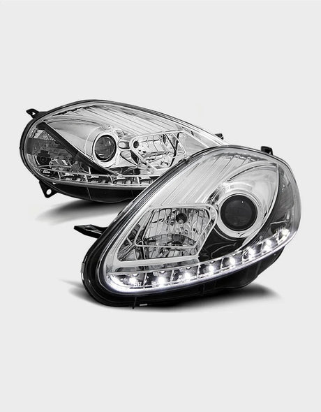 Fiat Punto EVO 199 2009-2012 Fari Anteriori Cromati DRL LED - autorivallo