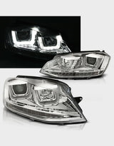 VW Golf 7 VII 2012-2017 Fari Anteriori Cromato Frecce a LED - autorivallo
