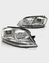 VW Golf 7 VII 2012-2017 Fari Anteriori Cromato Frecce a LED - autorivallo
