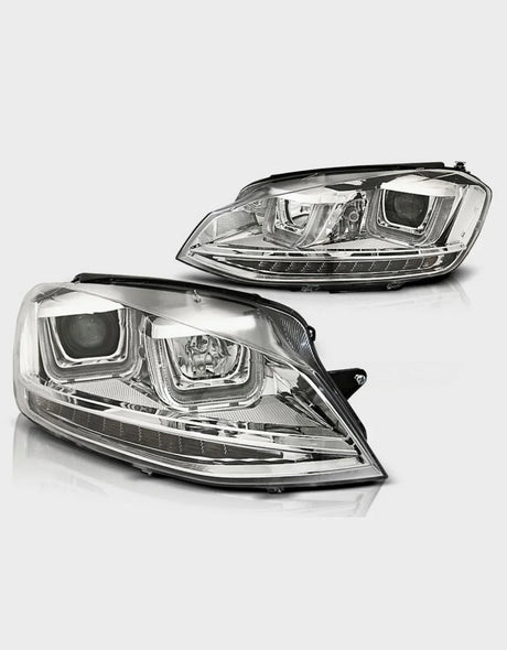 VW Golf 7 VII 2012-2017 Fari Anteriori Cromato Frecce a LED - autorivallo