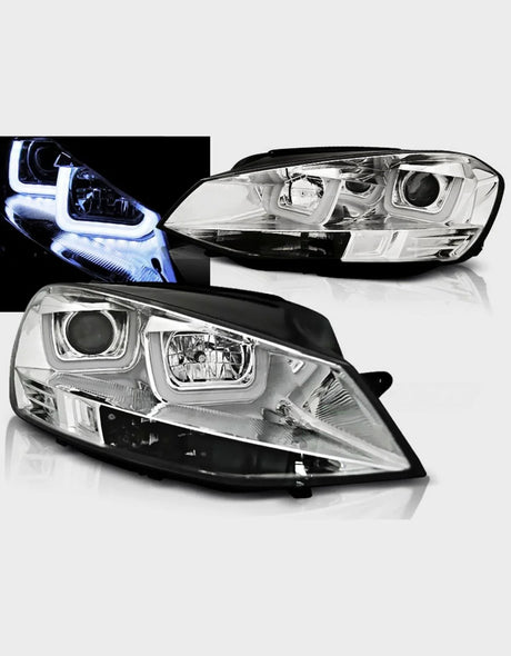 VW Golf 7 2012-2017 Fari Anteriori Cromato Luci Diurne LED - autorivallo