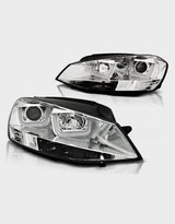VW Golf 7 2012-2017 Fari Anteriori Cromato Luci Diurne LED - autorivallo
