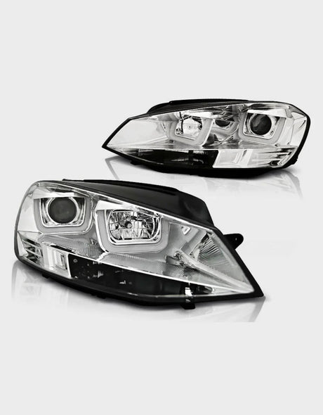 VW Golf 7 2012-2017 Fari Anteriori Cromato Luci Diurne LED - autorivallo