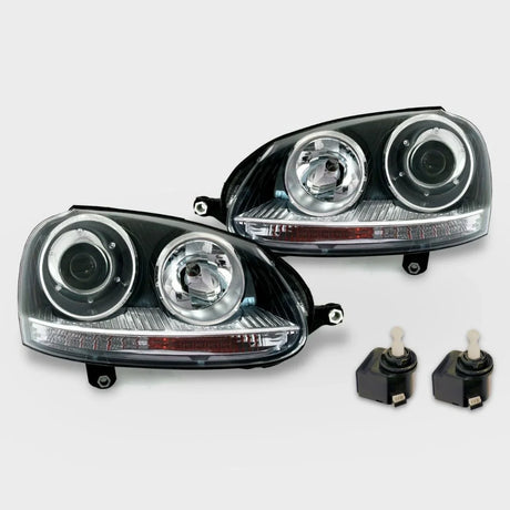 VW Golf 5 1K 2003-2008 Fari Anteriori in Ottica GTI - Nero - autorivallo