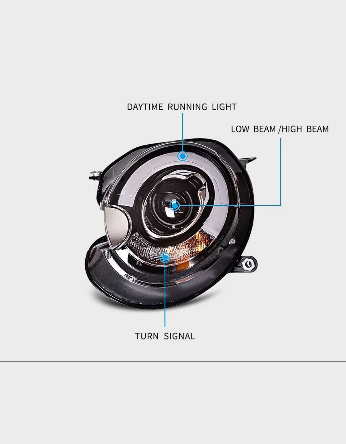 Mini R56 R57 2006-2014 Fari Anteriori Luci Diurne LED Nero - autorivallo