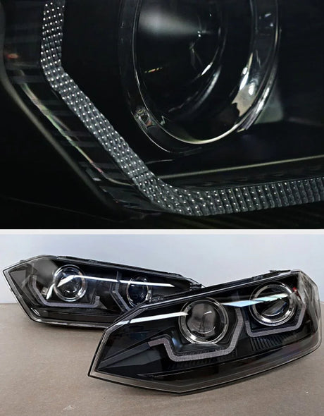 VW Polo AW 2017-2021 Fari Anteriori Luci Diurne a LED Nero - autorivallo