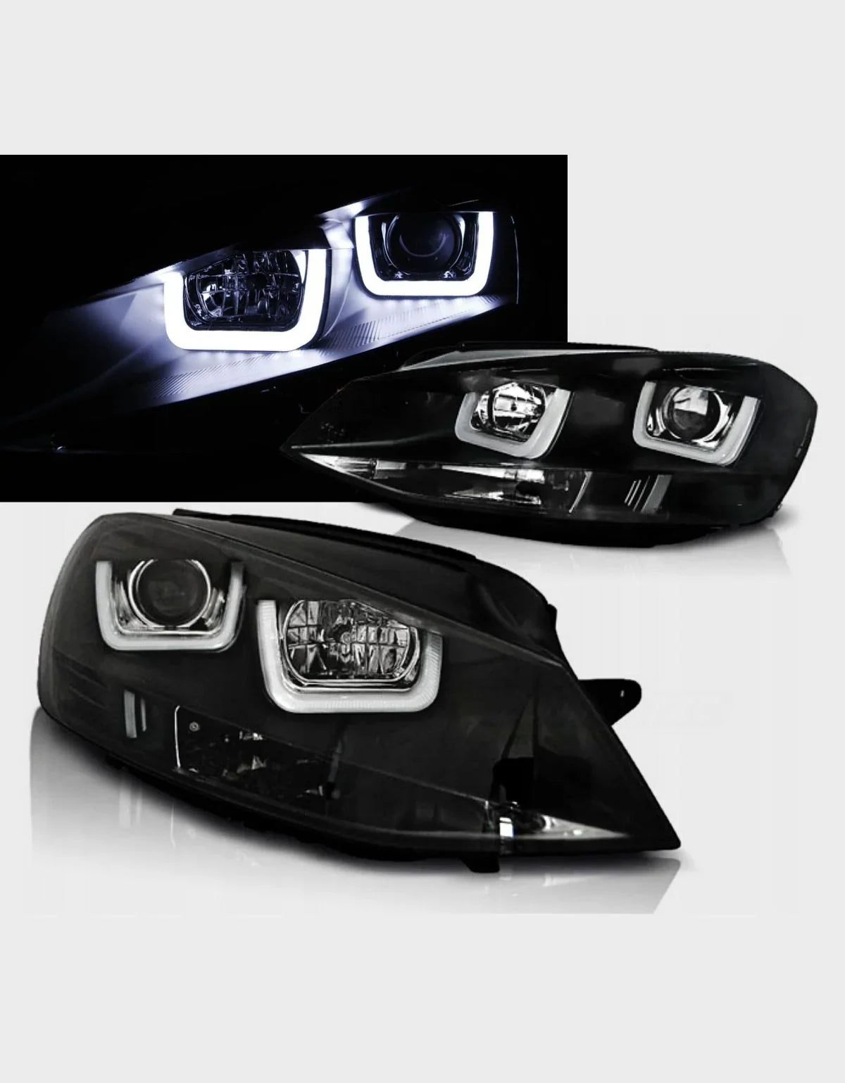 VW Golf 7 2012-2017 Fari Anteriori Nero Luci Diurne LED - autorivallo