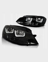 VW Golf 7 2012-2017 Fari Anteriori Nero Luci Diurne LED - autorivallo