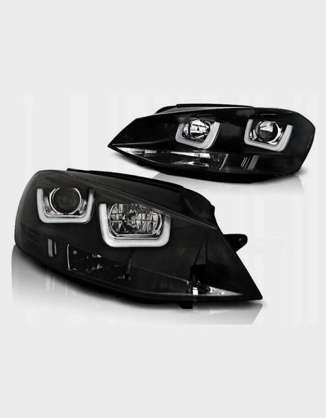 VW Golf 7 2012-2017 Fari Anteriori Nero Luci Diurne LED - autorivallo