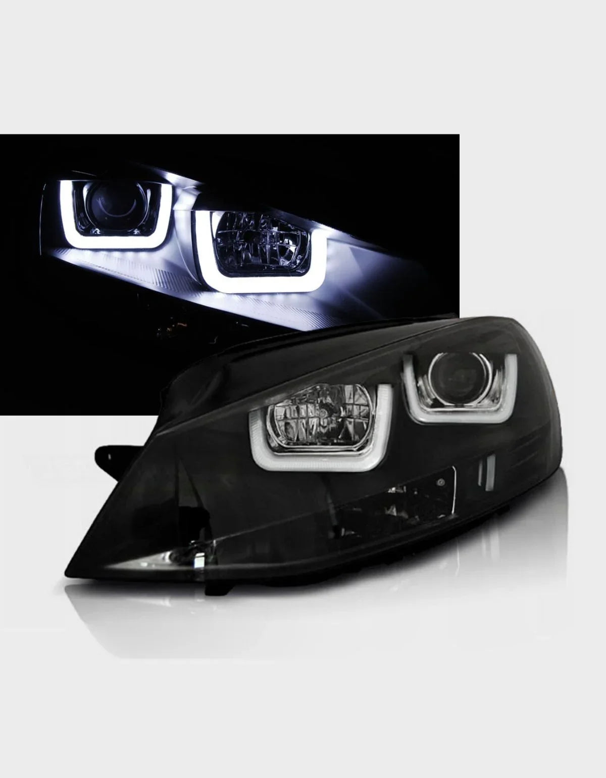 VW Golf 7 2012-2017 Fari Anteriori Nero Luci Diurne LED - autorivallo