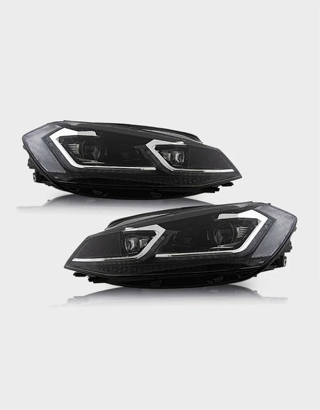 VW Golf 7.5 2017-2019 Fari Anteriori LED R-Line Design Nero - autorivallo