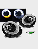 Mini R56 R57 2006-2014 Fari Anteriori Luci Diurne a LED Nero - autorivallo