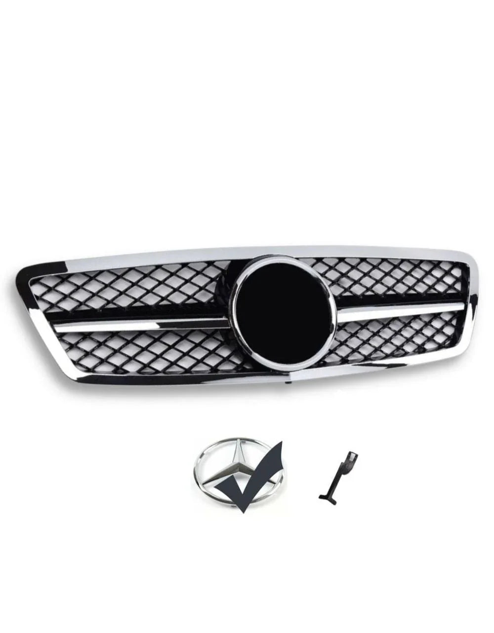 Mercedes C W203 00-07 Griglia Radiatore Nero Cromato Look AMG - autorivallo