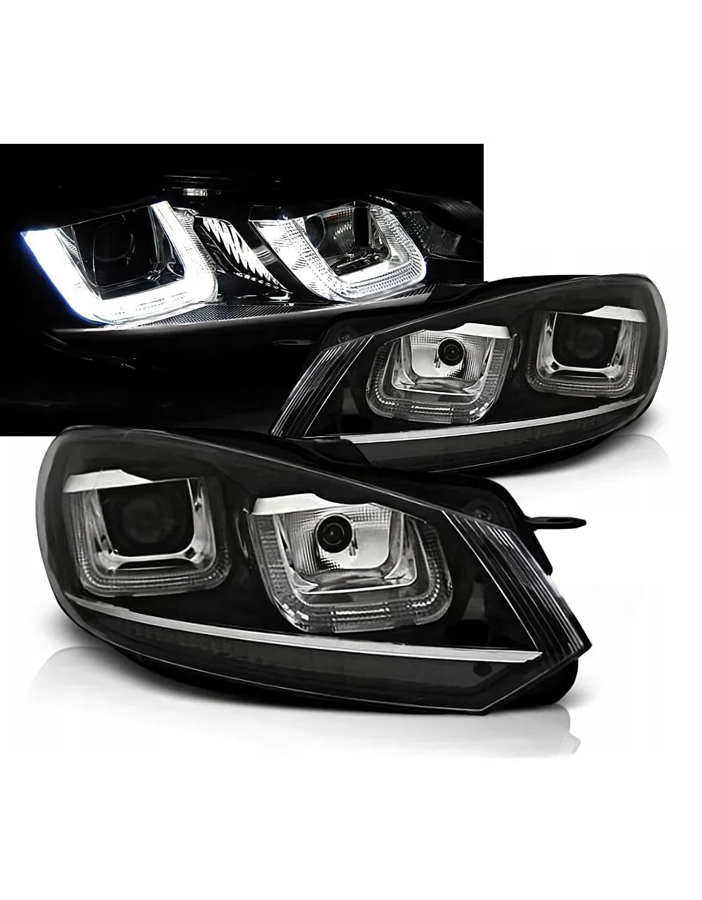 VW Golf 6 2008-2012 Fari Anteriori Luci Diurne LED R-Line Look - autorivallo